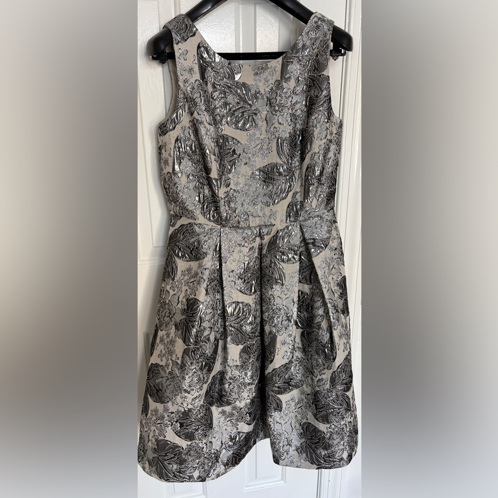 Nicole Miller Silver Floral Dress